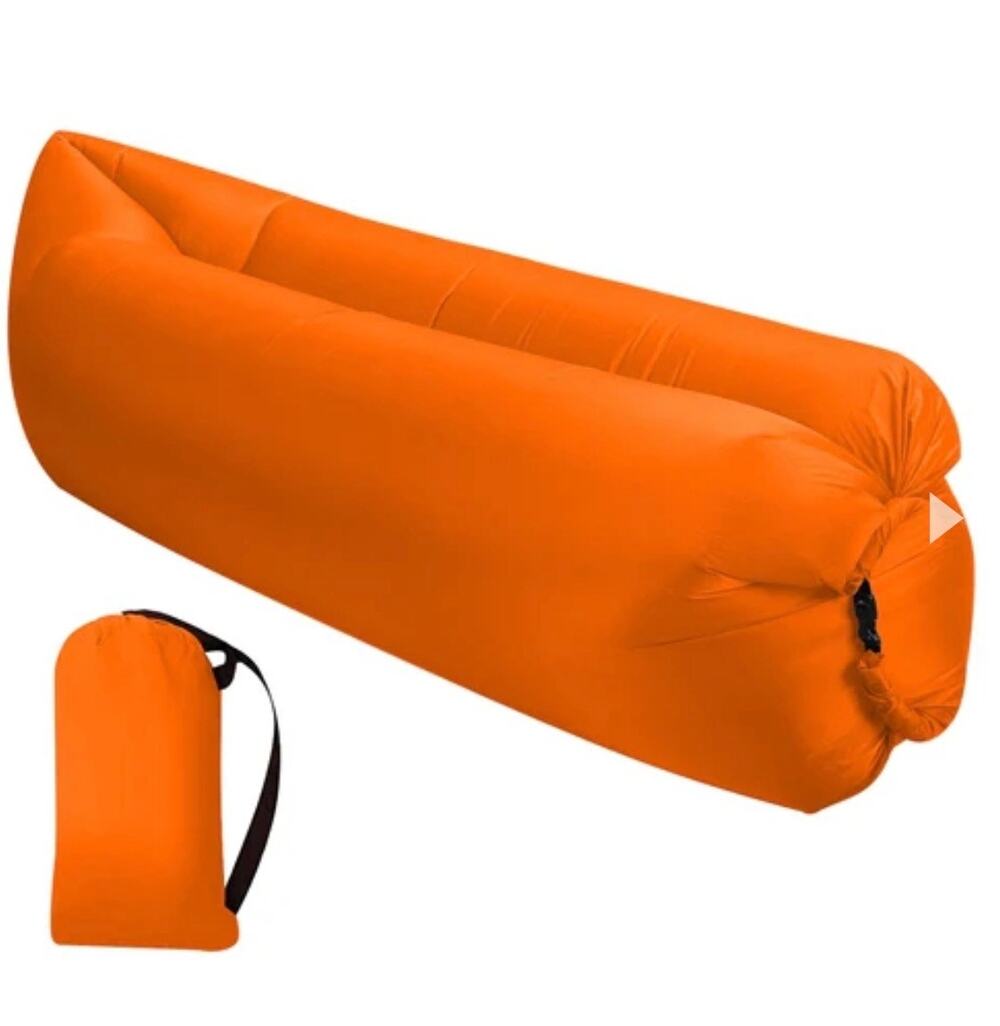 NEW Orange Lightweight Portable Camping Inflatable Lounger Air Sofa Chair